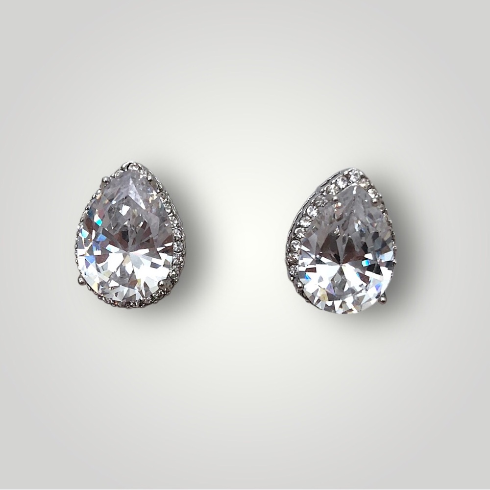 Cubic Zirconia Tear Drop Earrings
